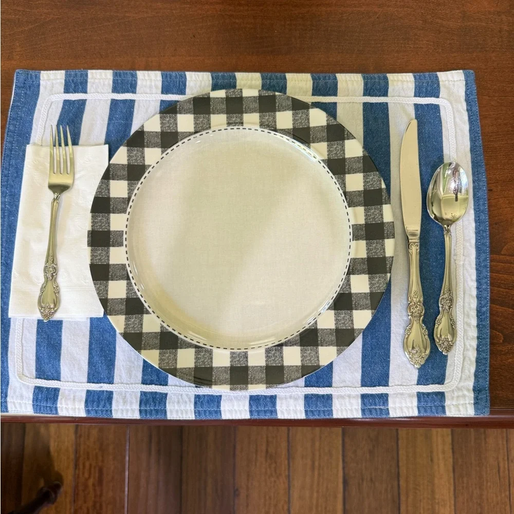 Sur La Table 4-13x18-Blue/White Striped Placemats❗️